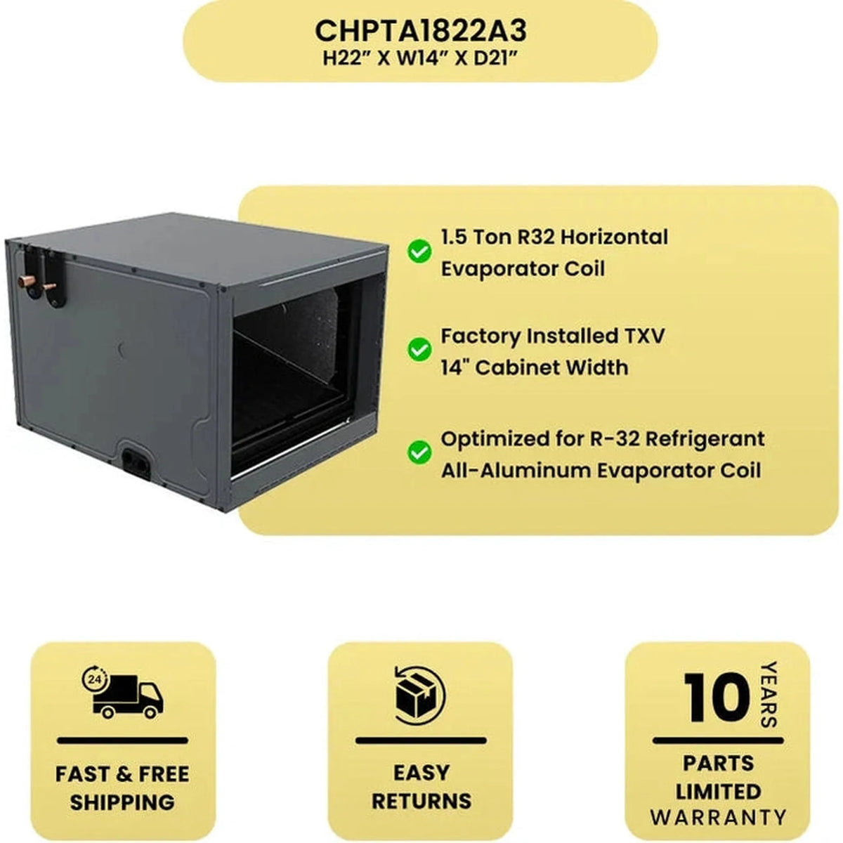 Goodman 1.5 Ton R32 AC | 13.4 SEER2 | 14" Horizontal Coil